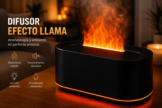 Difusor Efecto Llama RGB™ | Humidificador Ultrasónico con Aromaterapia