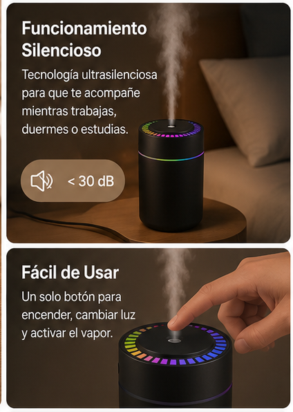 Mini Humidificador USB AirMist™ | Difusor de Aromas con Luz LED RGB
