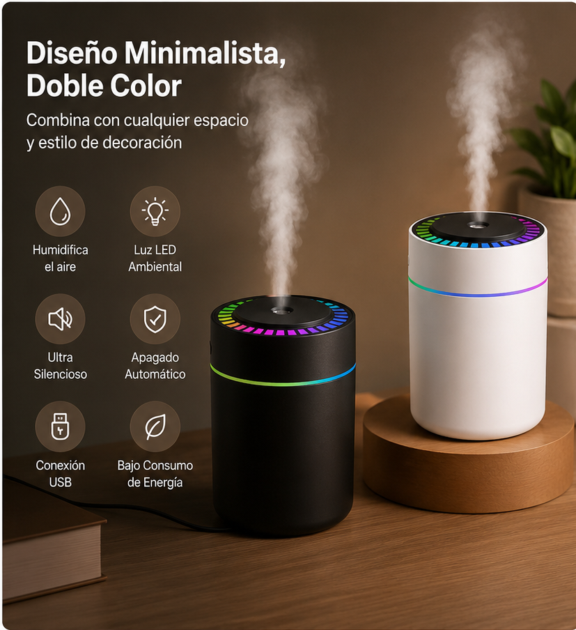 Mini Humidificador USB AirMist™ | Difusor de Aromas con Luz LED RGB