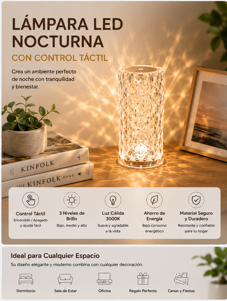 Lámpara Cristal Rosa RGB RoseGlow™