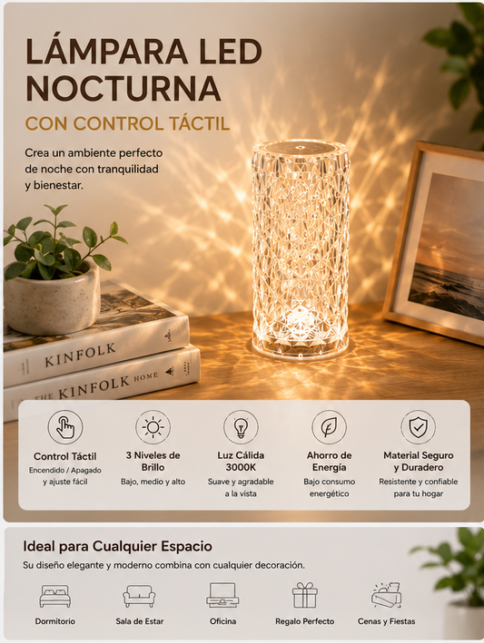 Lámpara Cristal Rosa RGB RoseGlow™