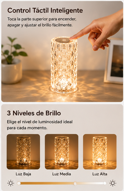 Lámpara Cristal Rosa RGB RoseGlow™