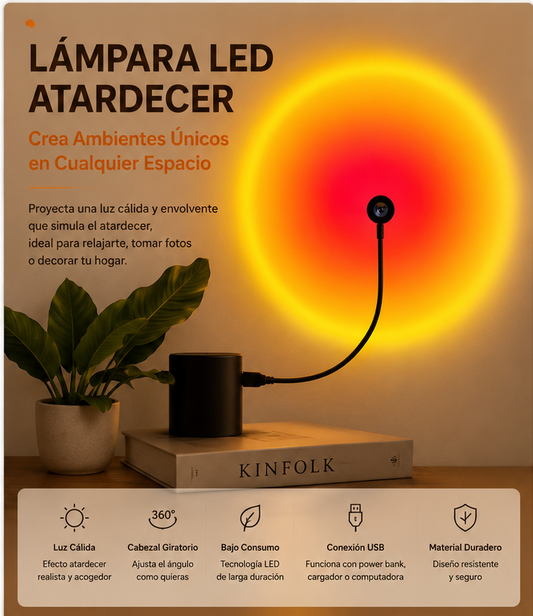 Lámpara Sunset Glow™ Proyector de Atardecer RGB