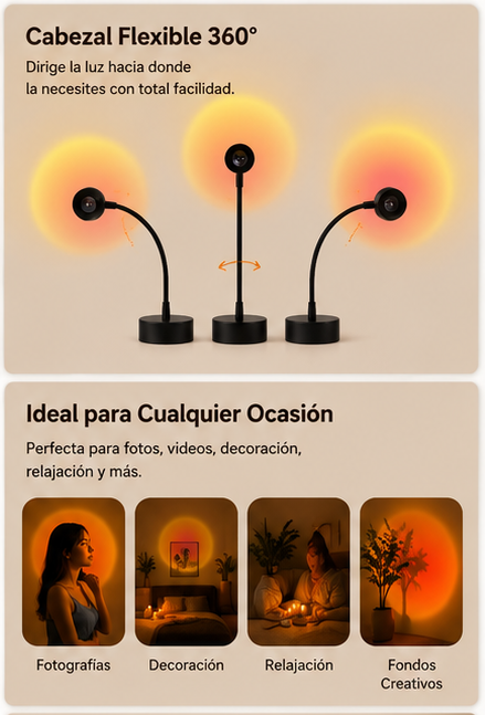 Lámpara Sunset Glow™ Proyector de Atardecer RGB