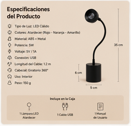 Lámpara Sunset Glow™ Proyector de Atardecer RGB
