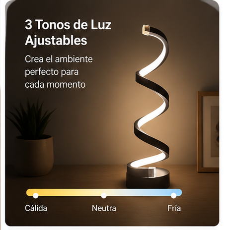 Lámpara Espiral LED Touch™ | Brillo Ajustable y Diseño Moderno