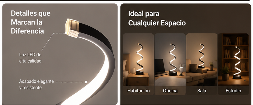 Lámpara Espiral LED Touch™ | Brillo Ajustable y Diseño Moderno