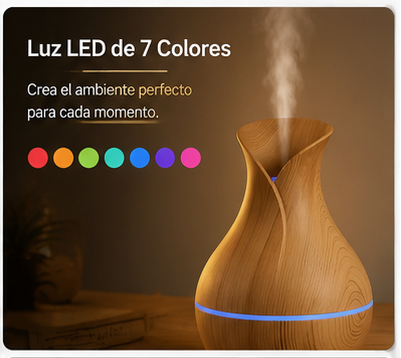 Humidificador ColorMist™ | Difusor de Aromas USB con Luz LED Multicolor