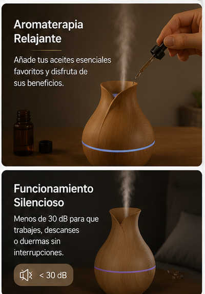Humidificador ColorMist™ | Difusor de Aromas USB con Luz LED Multicolor